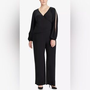 LAUREN - Split Sleeve Wide Leg Jumpsuit - Size: 14W